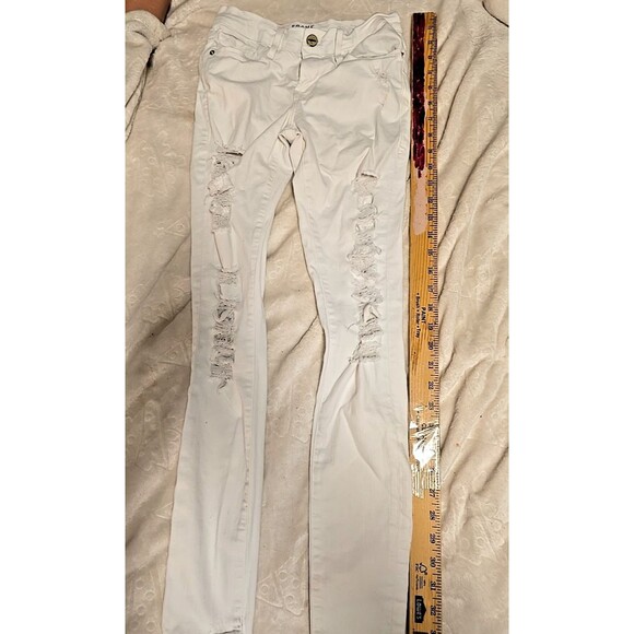 Frame Jeans Womens 25 White Le Skinny De Jeanne Crop Denim Stretch Distressed - Picture 1 of 13